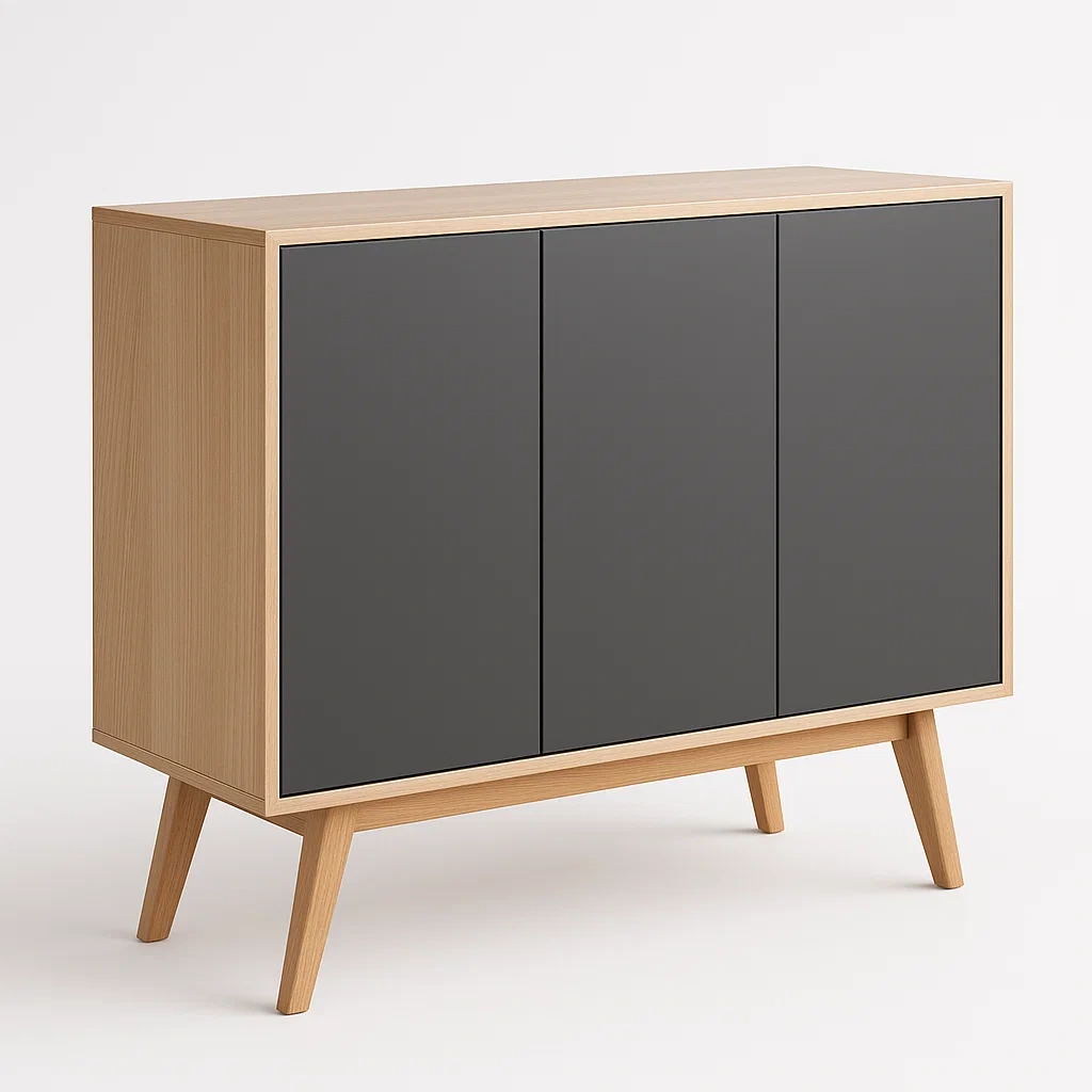 Credenza in legno con ante grigie a 3 porte - BELLOINTERIOR
