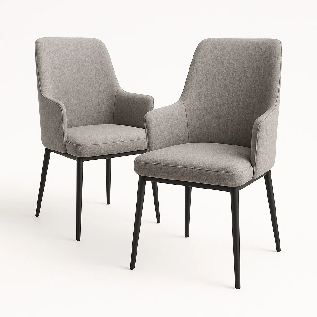 Set di sedia in tessuto grigio con gambe in metallo set di 2 pezzi - BELLOINTERIOR