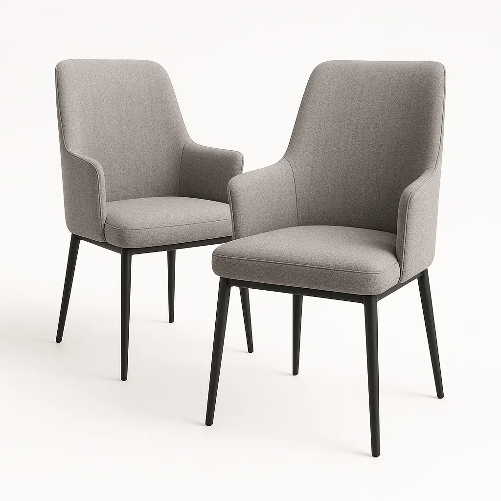 Set di sedia in tessuto grigio con gambe in metallo set di 2 pezzi - BELLOINTERIOR