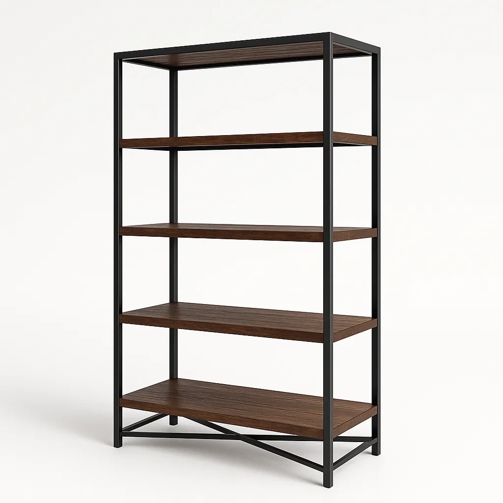 Libreria in metallo e legno con 5 ripiani 180x90x35 cm - BELLOINTERIOR