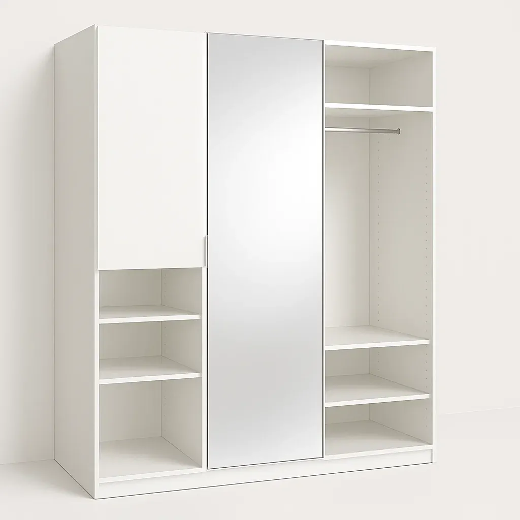 Cabina armadio con specchio bianco in MDF e acciaio 200x180x60 cm - BELLOINTERIOR