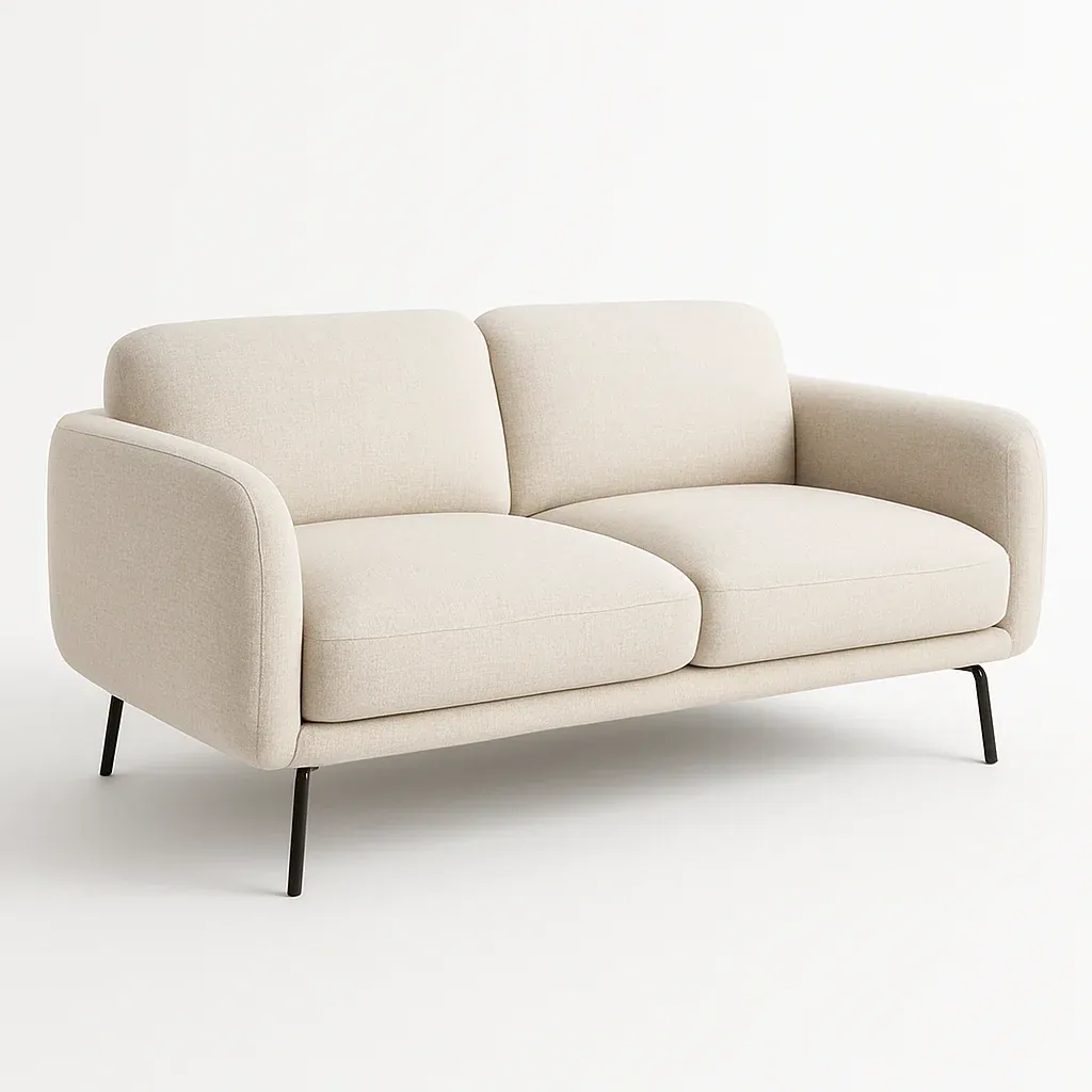 Divano lineare in tessuto beige con struttura in metallo 2 posti - BELLOINTERIOR