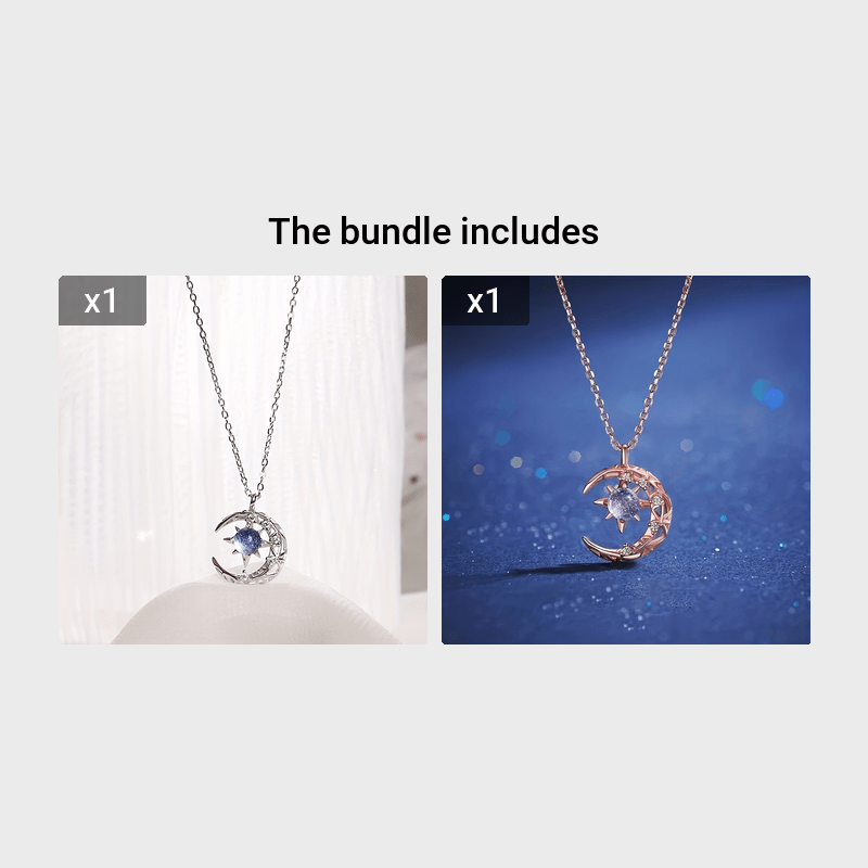 Κρεμαστό κολιέ Moon Star με ένθετη γυαλιστερή φεγγαρόπετρα κομψή αλυσίδα κλείδας για γυναίκες