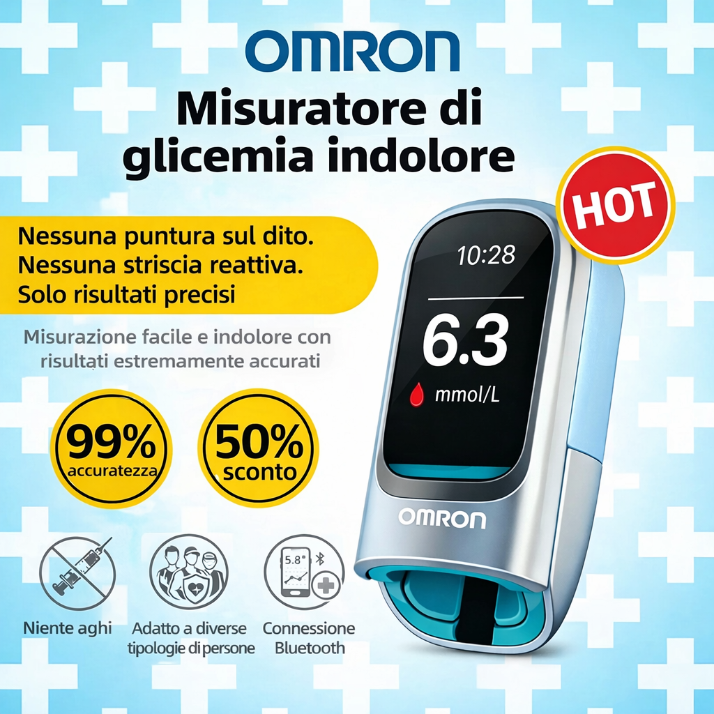 🔥 Basta aghi e dolore! | Omron™ glukometro non invasivo – controllo facile e preciso della glicemia, ovunque tu sia 🔥