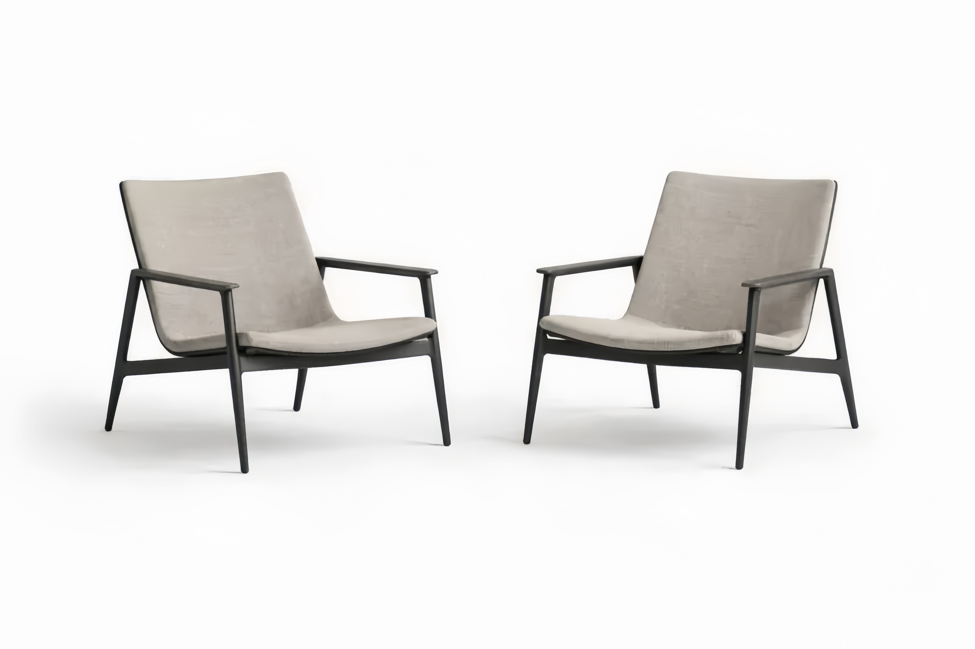 Set di 2 Poltrone in Alluminio con Tessuto Grigio