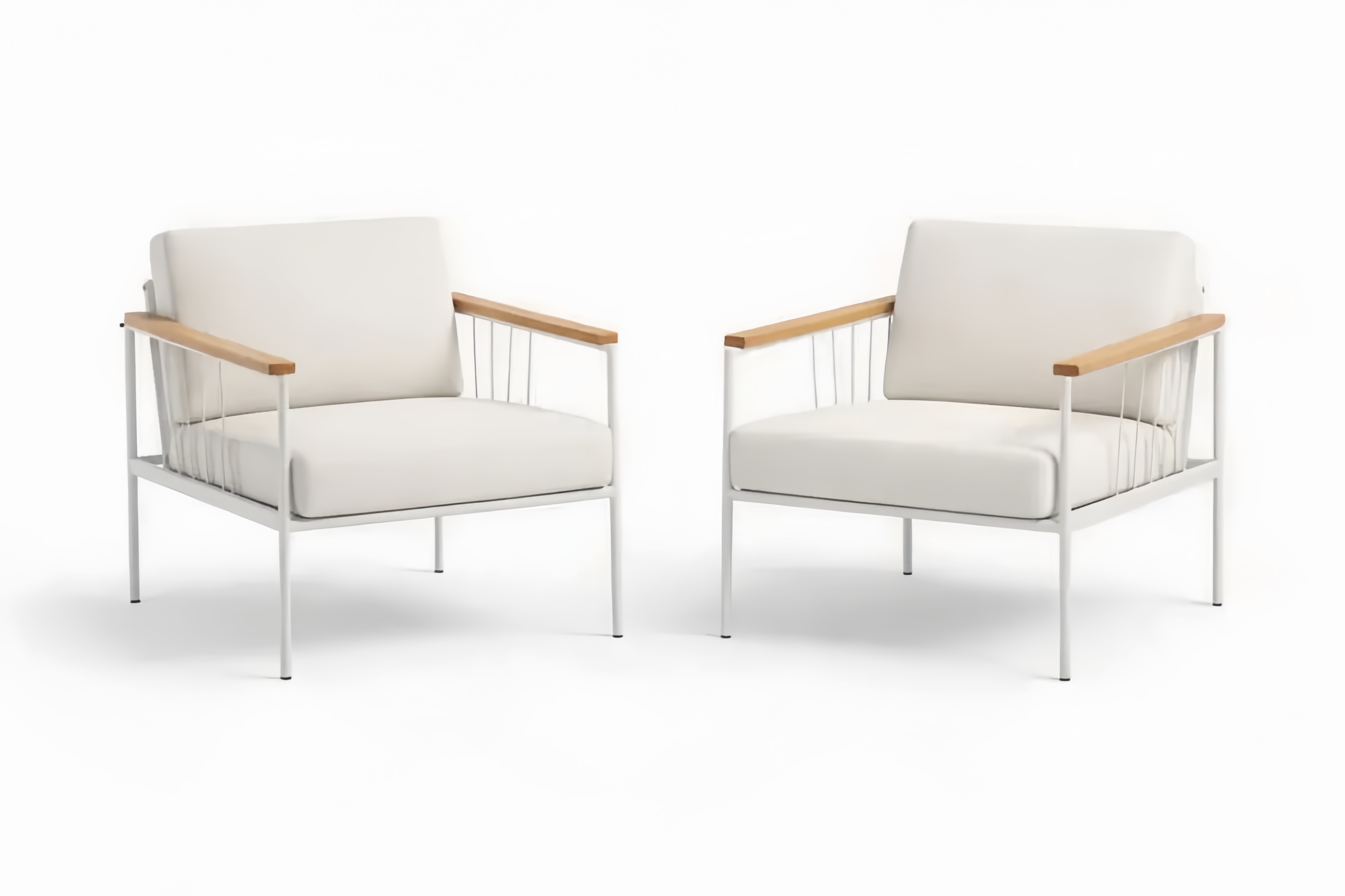 Set di 2 poltrone da esterno in metallo e legno 75x75x70 cm