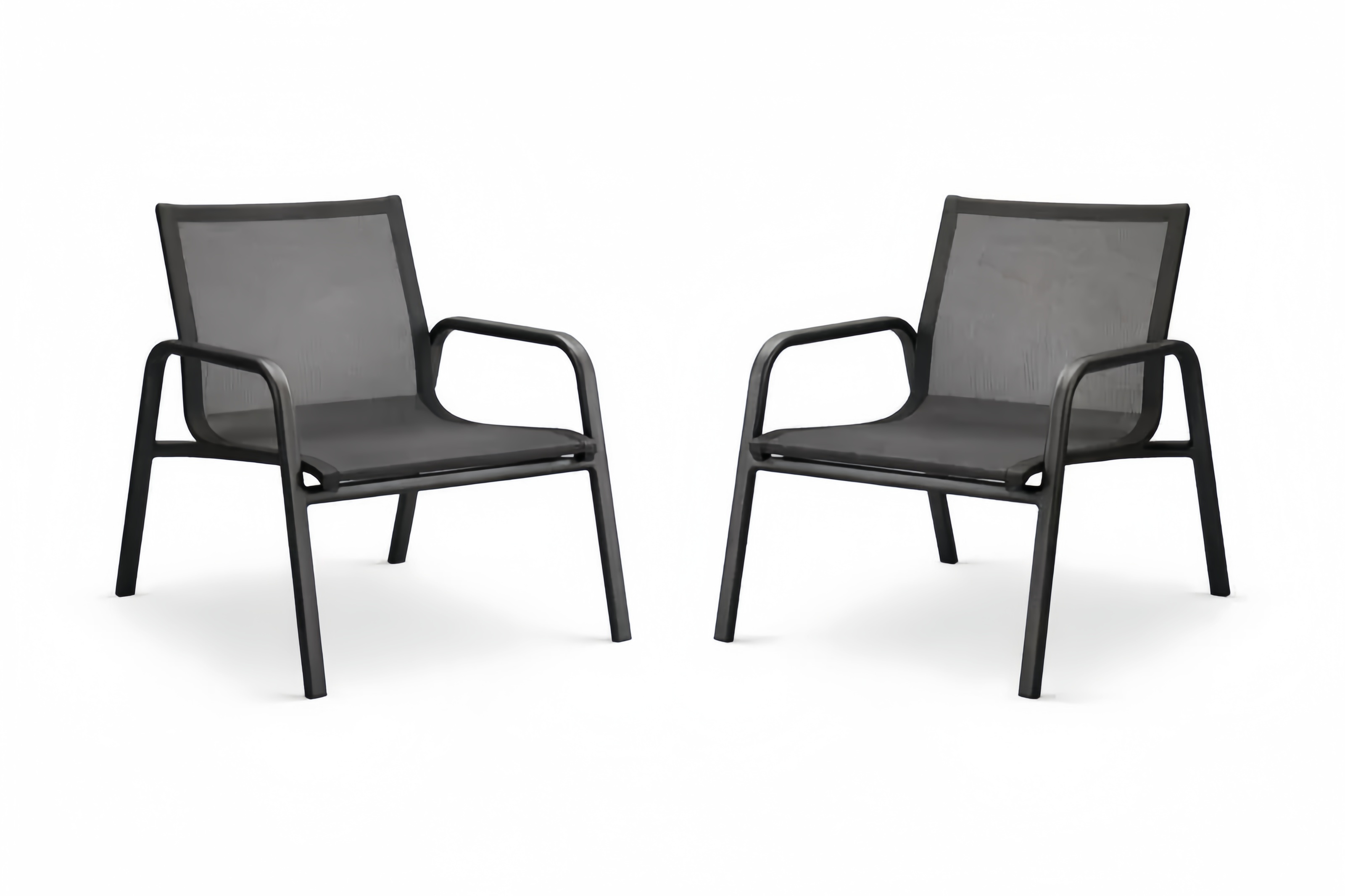 Set di Sedie da Esterni in Alluminio e Tessuto Nero