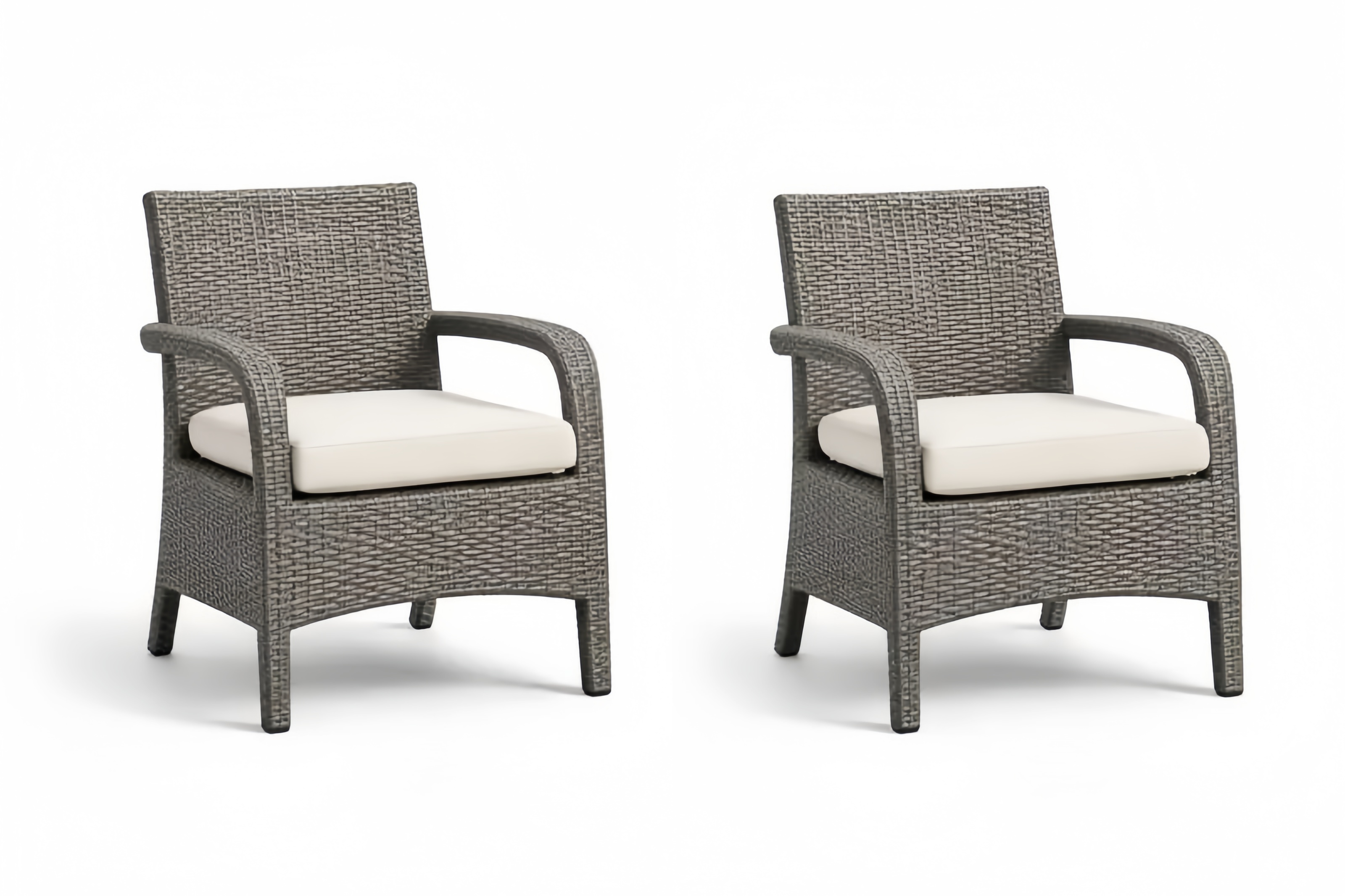 Set di 2 Poltrone da Giardino in Rattan Sintetico con Cuscini in Poliestere