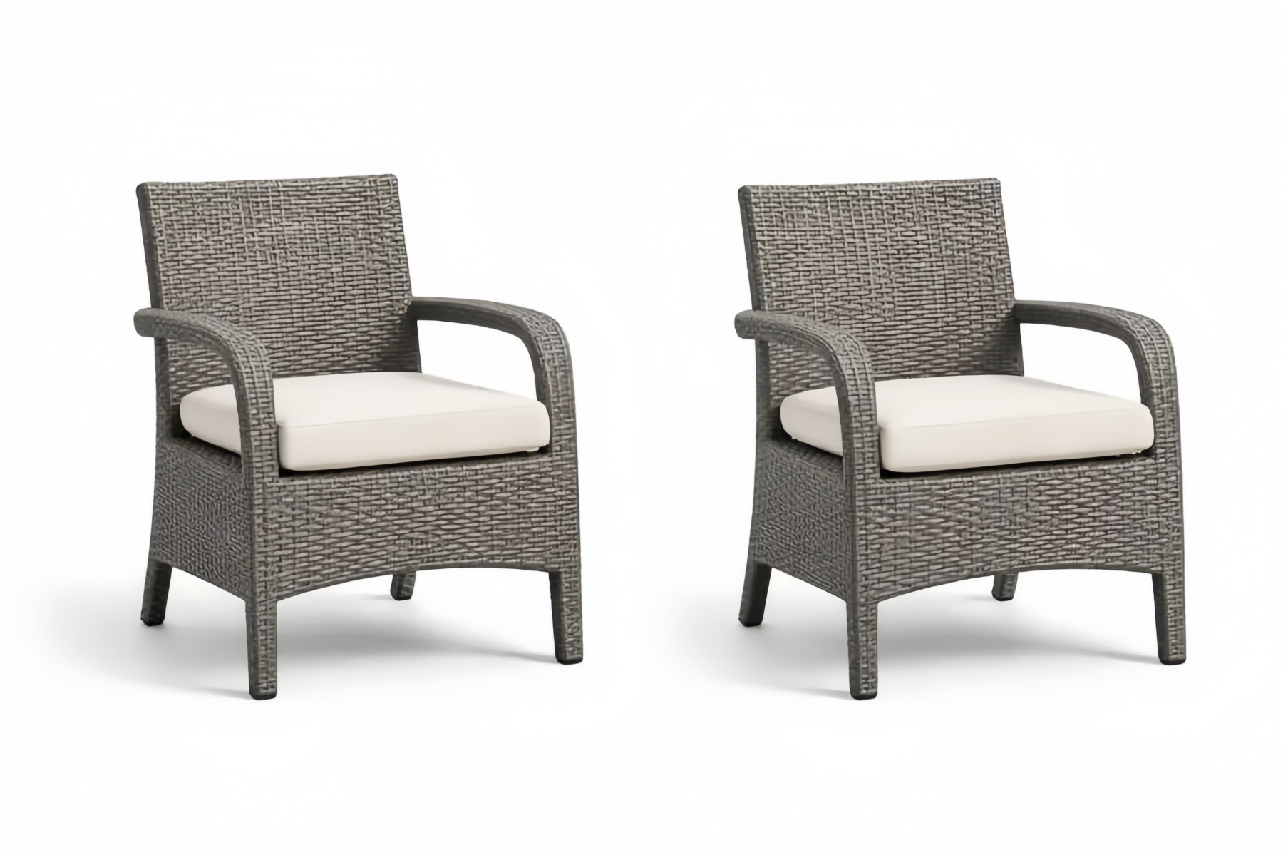 Set di 2 Poltrone da Giardino in Rattan Sintetico con Cuscini in Poliestere