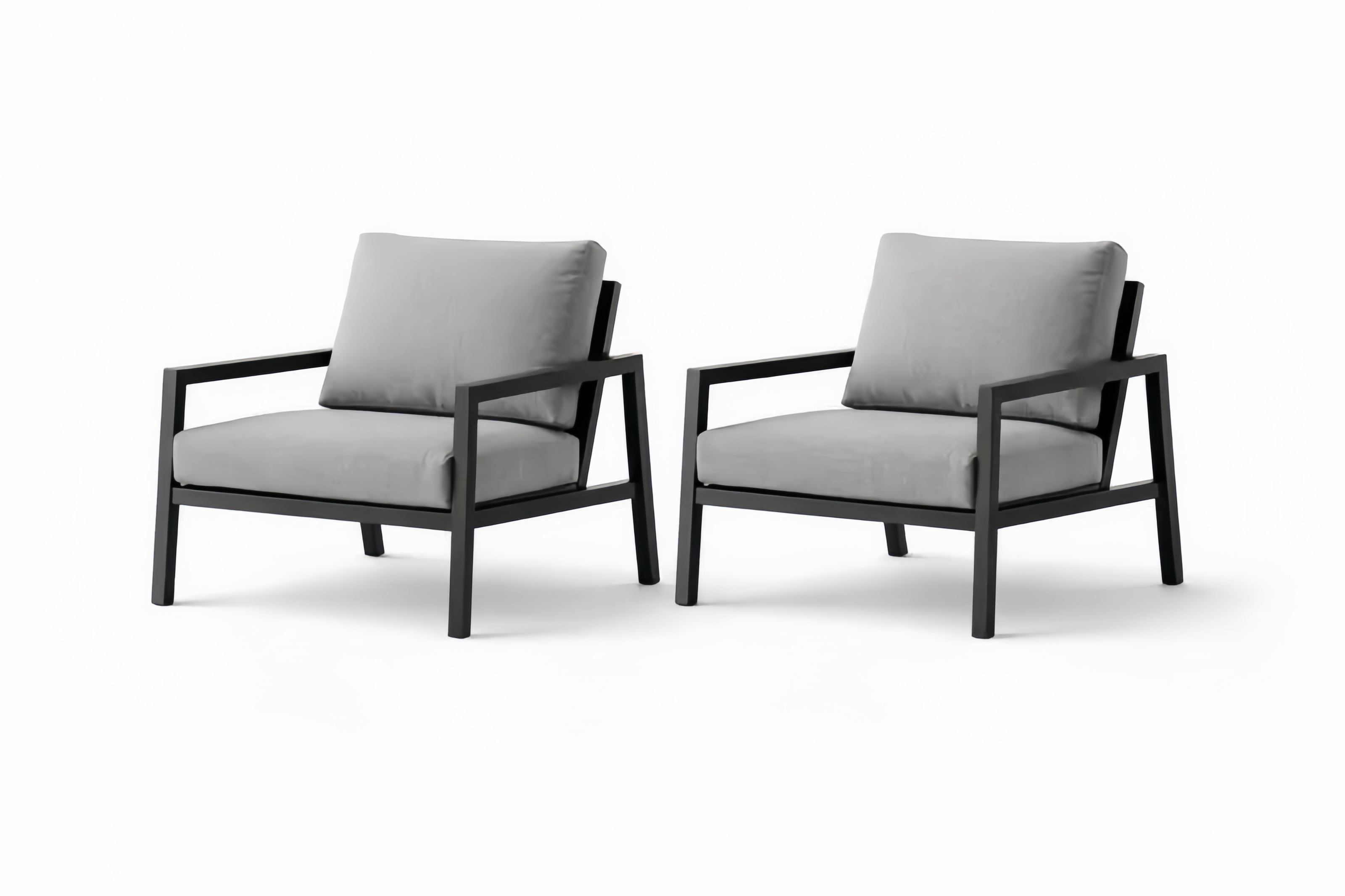 Set di 2 poltrone in alluminio e tessuto grigio