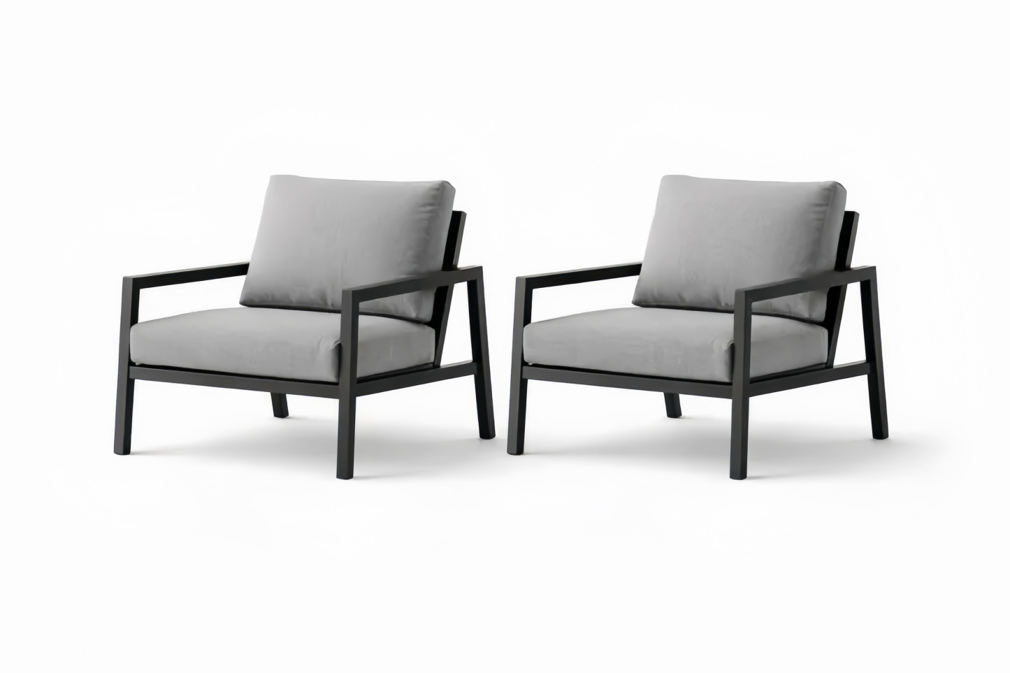 Set di 2 poltrone in alluminio e tessuto grigio