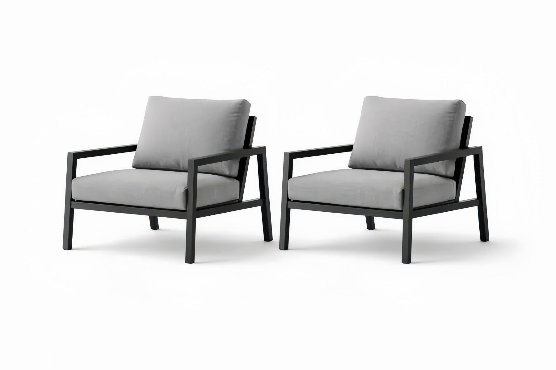 Set di 2 poltrone in alluminio e tessuto grigio