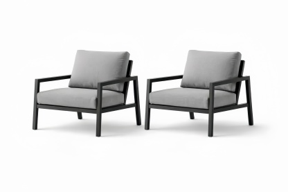 Set di 2 poltrone in alluminio e tessuto grigio