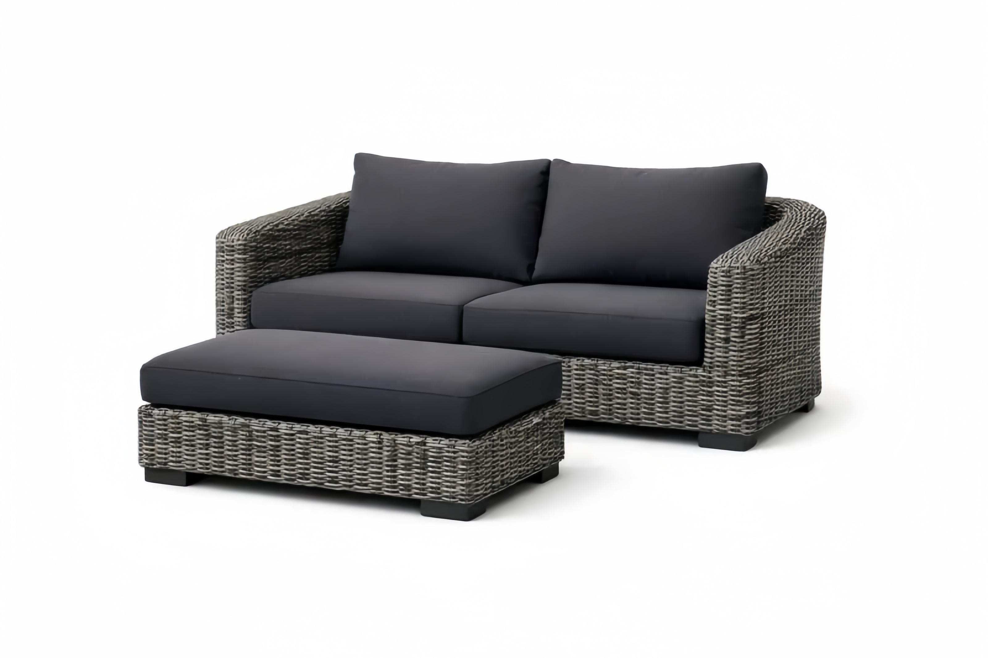 Set Divano Modulare da Esterno in Rattan Sintetico con Cuscini Grigio Scuro