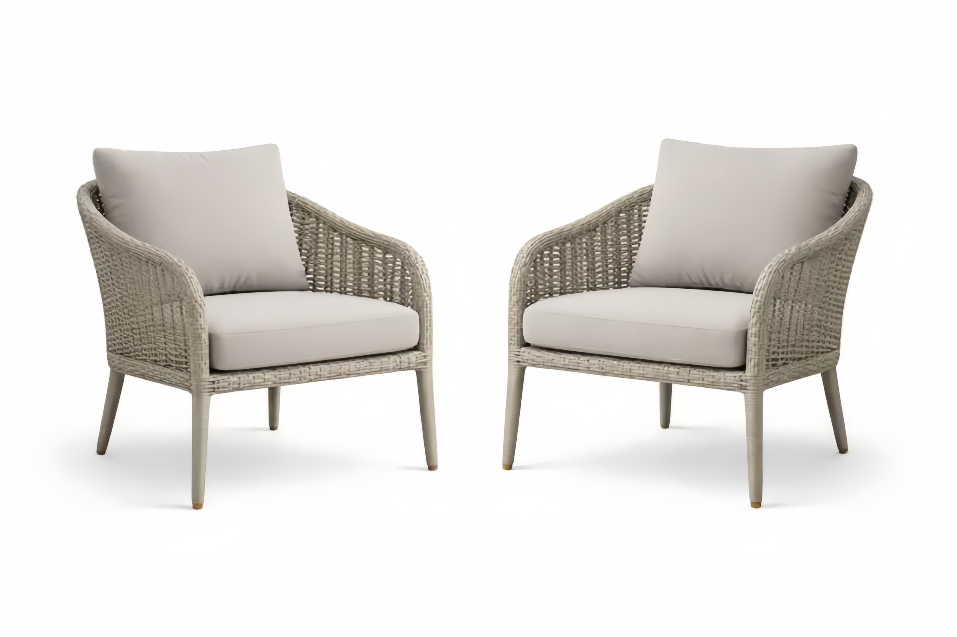 Set di 2 poltrone da esterno in rattan con cuscini grigi