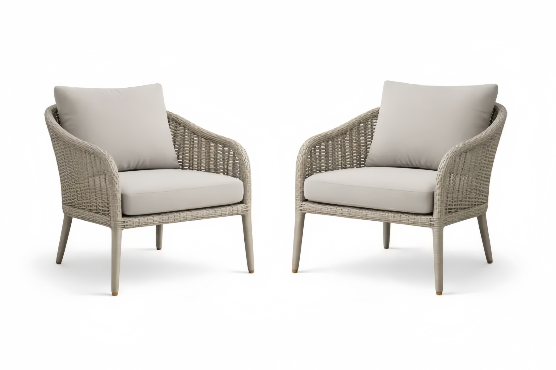 Set di 2 poltrone da esterno in rattan con cuscini grigi