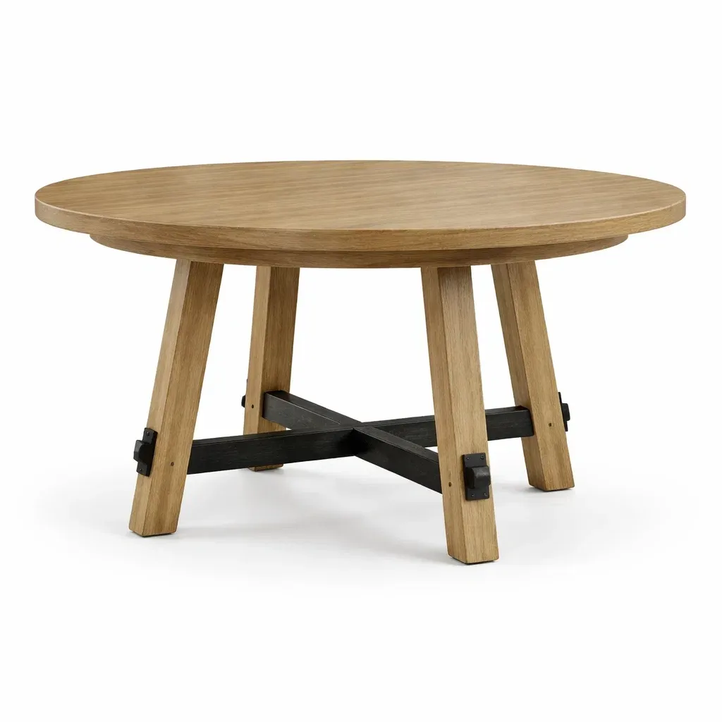 Tavolo rotondo in Legno e Metallo-COZYNESTZ