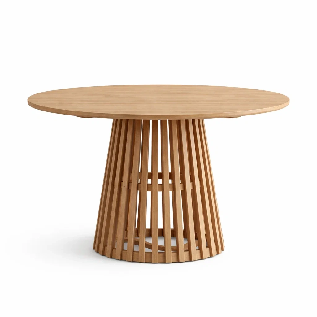 Tavolo rotondo in Legno di Quercia Marrone Chiaro-COZYNESTZ