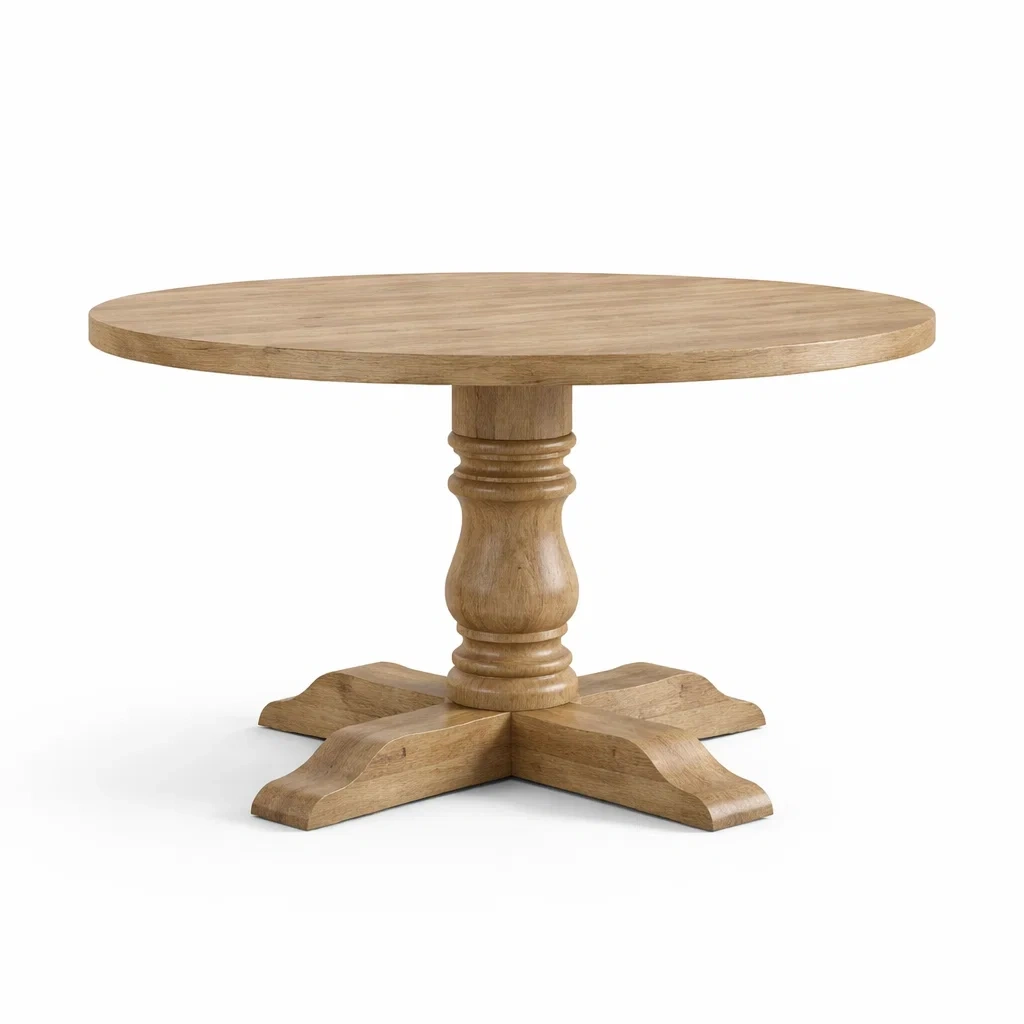 Tavolo rotondo in Legno Massiccio Naturale-COZYNESTZ