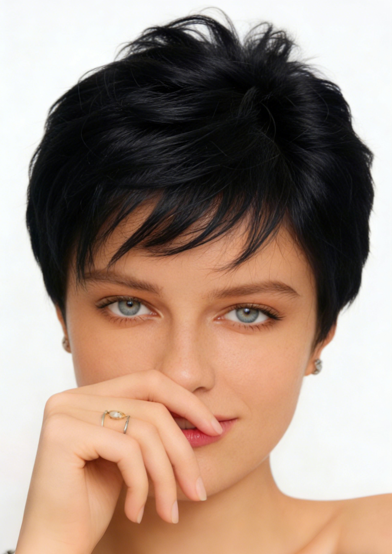 Salt and Pepper Short Choppy Layered Synthetic Capless Wigs