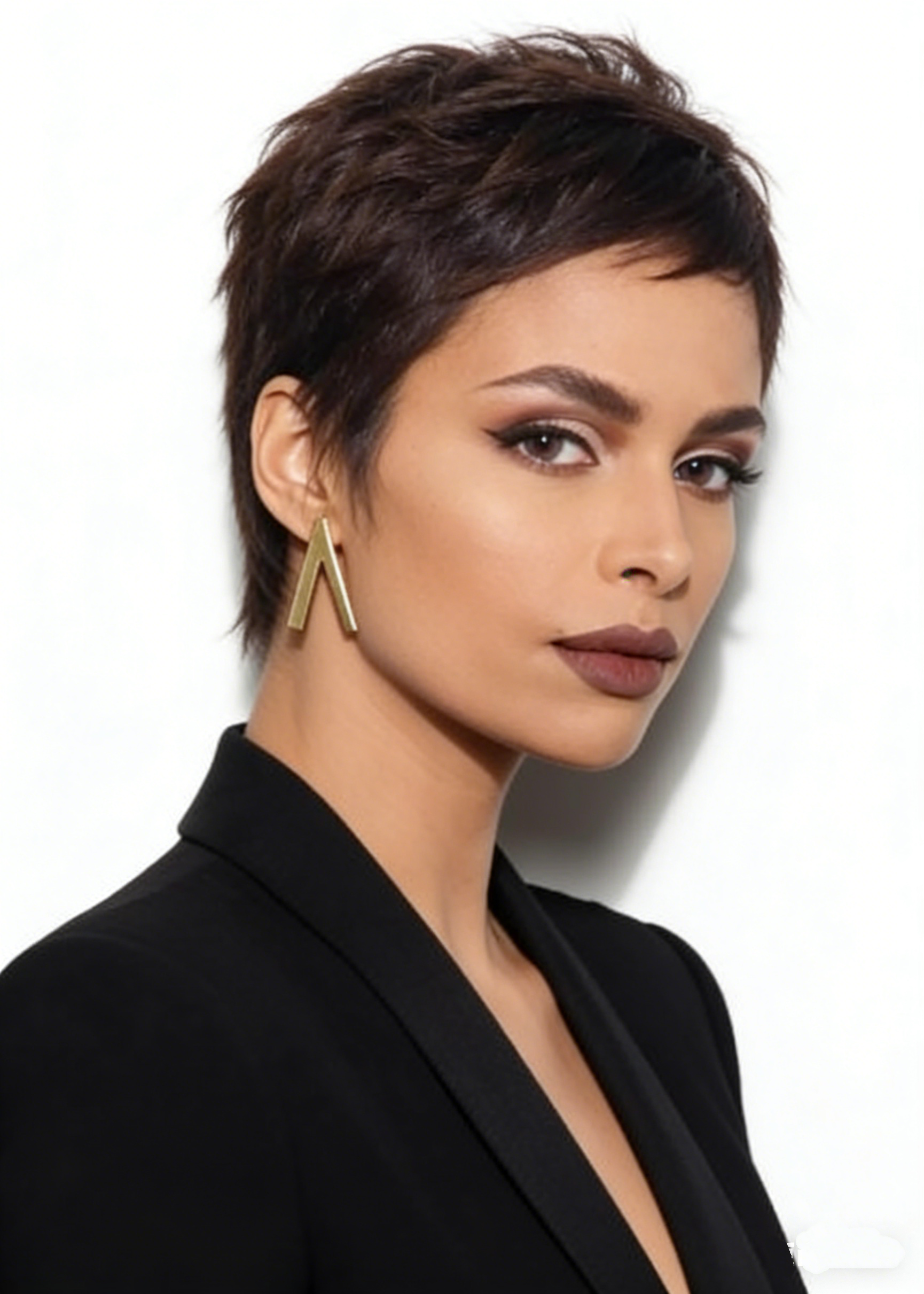 Pixie Boy Cut Natural Straight Human Hair Wig 8 Inches