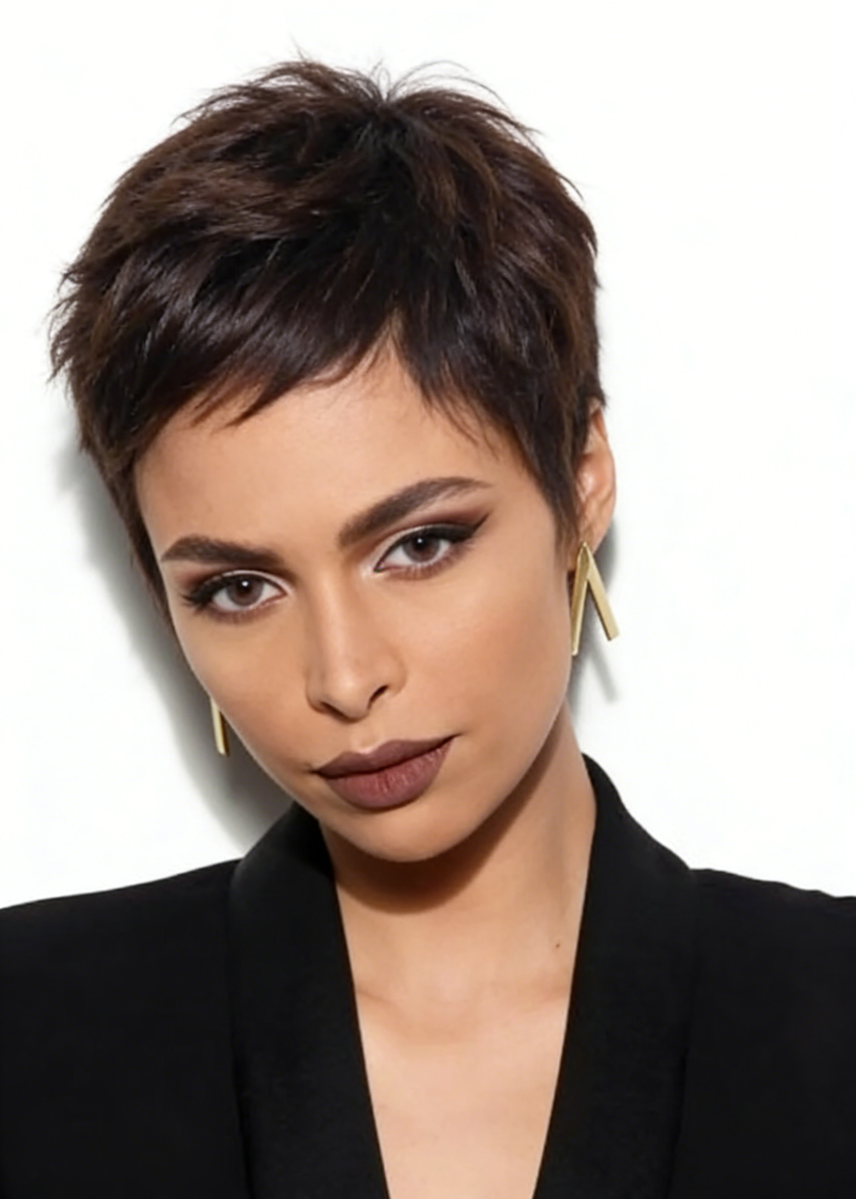 Pixie Boy Cut Natural Straight Human Hair Wig 8 Inches