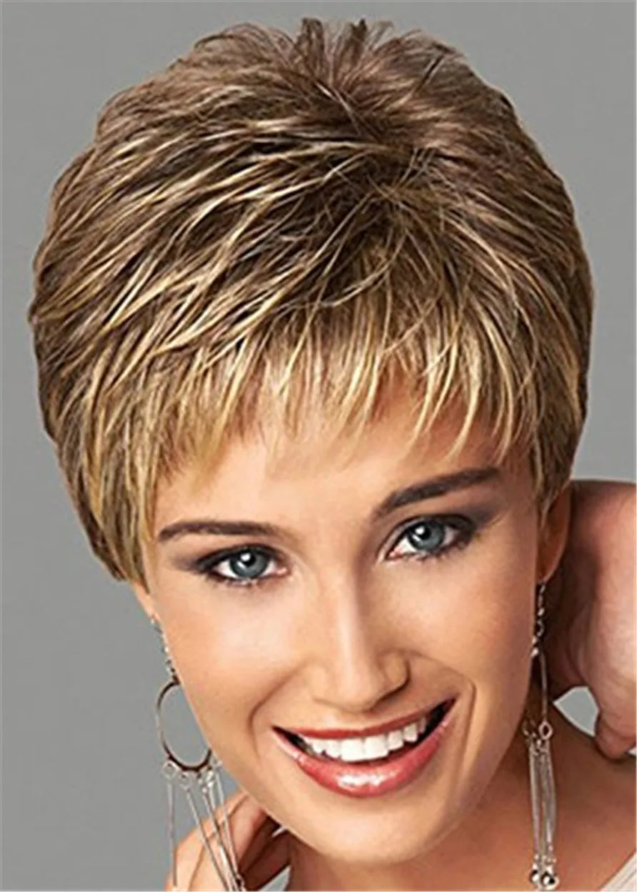 Short Cut Choppy Layered Human Hair Capless Wigs