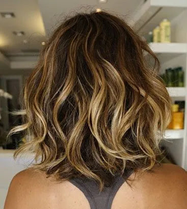 Bob Hairstyle Mixed Color Wavy Human Hair Lace Front Wigs 12 Inches