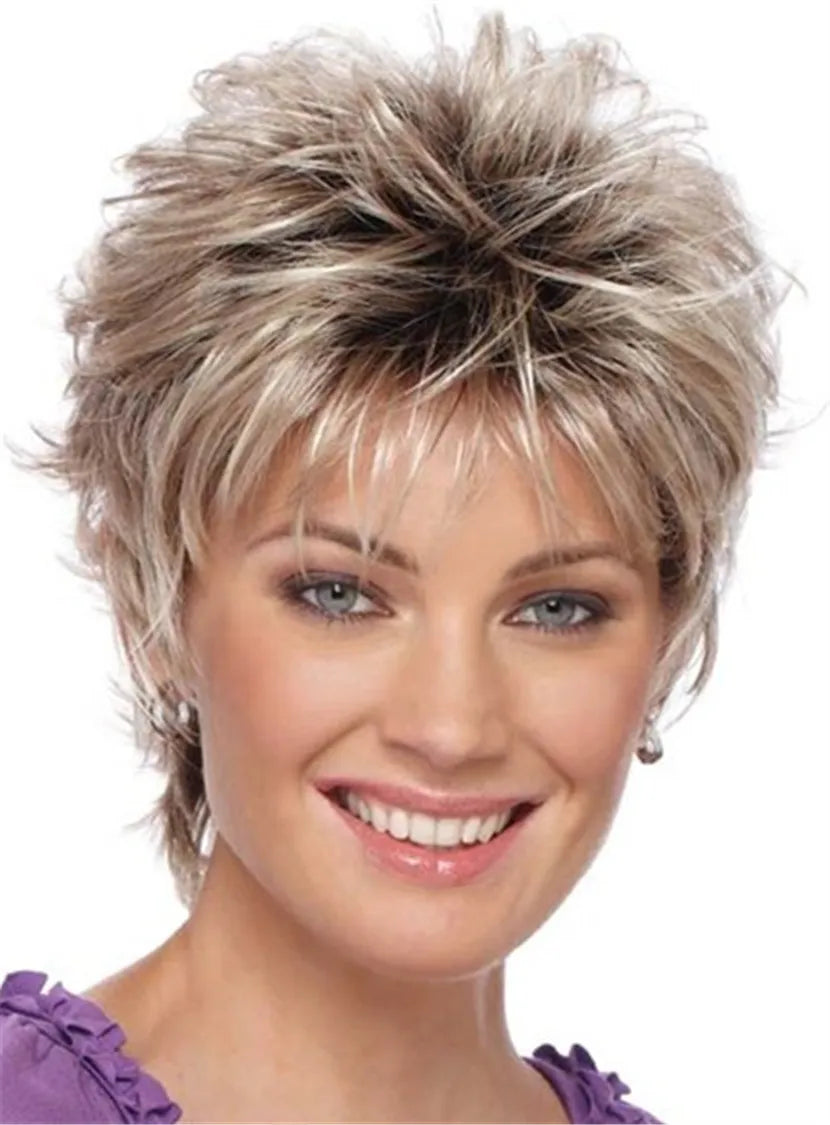 Pixie Choppy Cut Human Hair Short Straight Capless Wigs