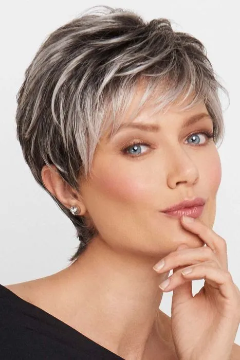 Salt and Pepper Short Choppy Layered Synthetic Capless Wigs