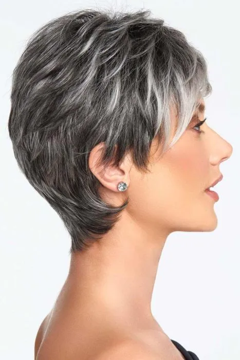 Salt and Pepper Short Choppy Layered Synthetic Capless Wigs
