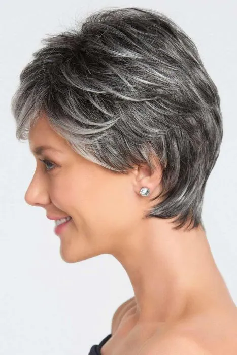 Salt and Pepper Short Choppy Layered Synthetic Capless Wigs