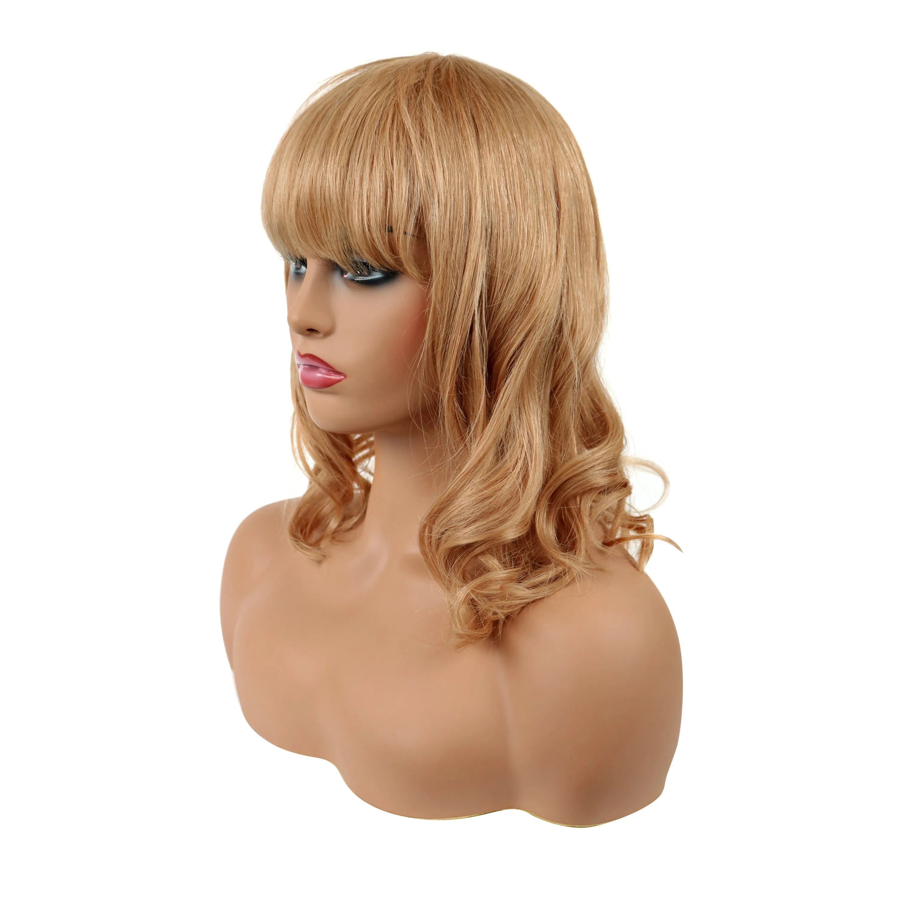 Natural Wave Ombre Blonde with Full Bangs 100 Human Hair 16 Inches