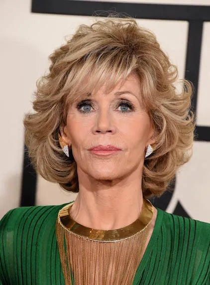 Fashion Jane Fonda Style Medium Loose Wave Layered Synthetic Hair Capless Wig 12 Inches