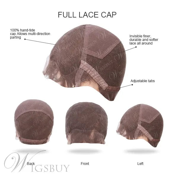 Long Deep Wavy Human Hair Full Lace Wigs With Side Fringe