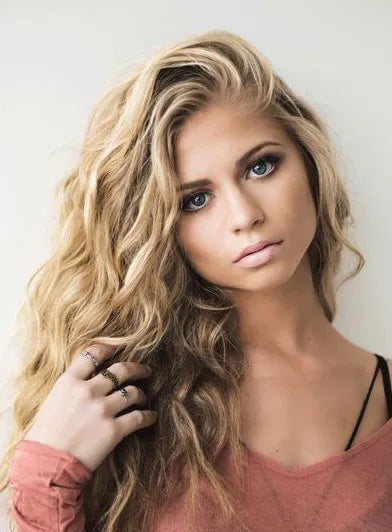 Long Deep Wavy Human Hair Full Lace Wigs With Side Fringe