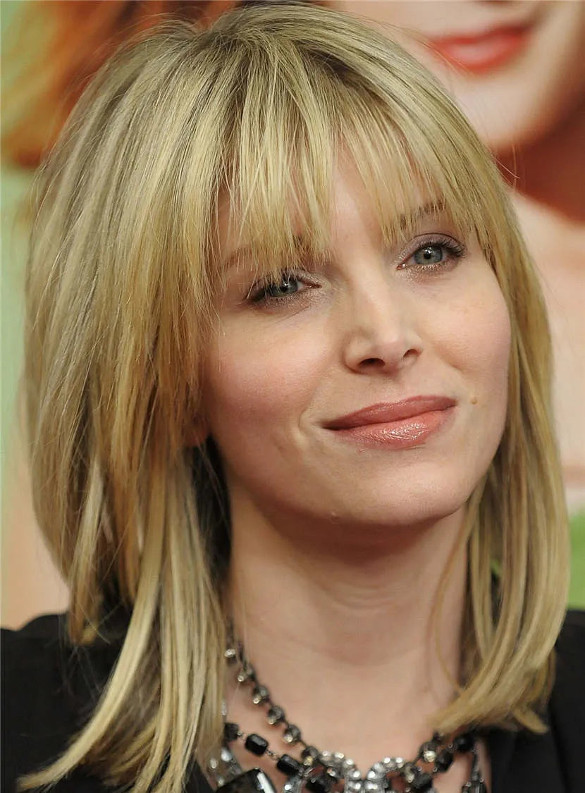 Medium Soft Silky Straight Neat Human Hair Capless Women Wig 12 Inches