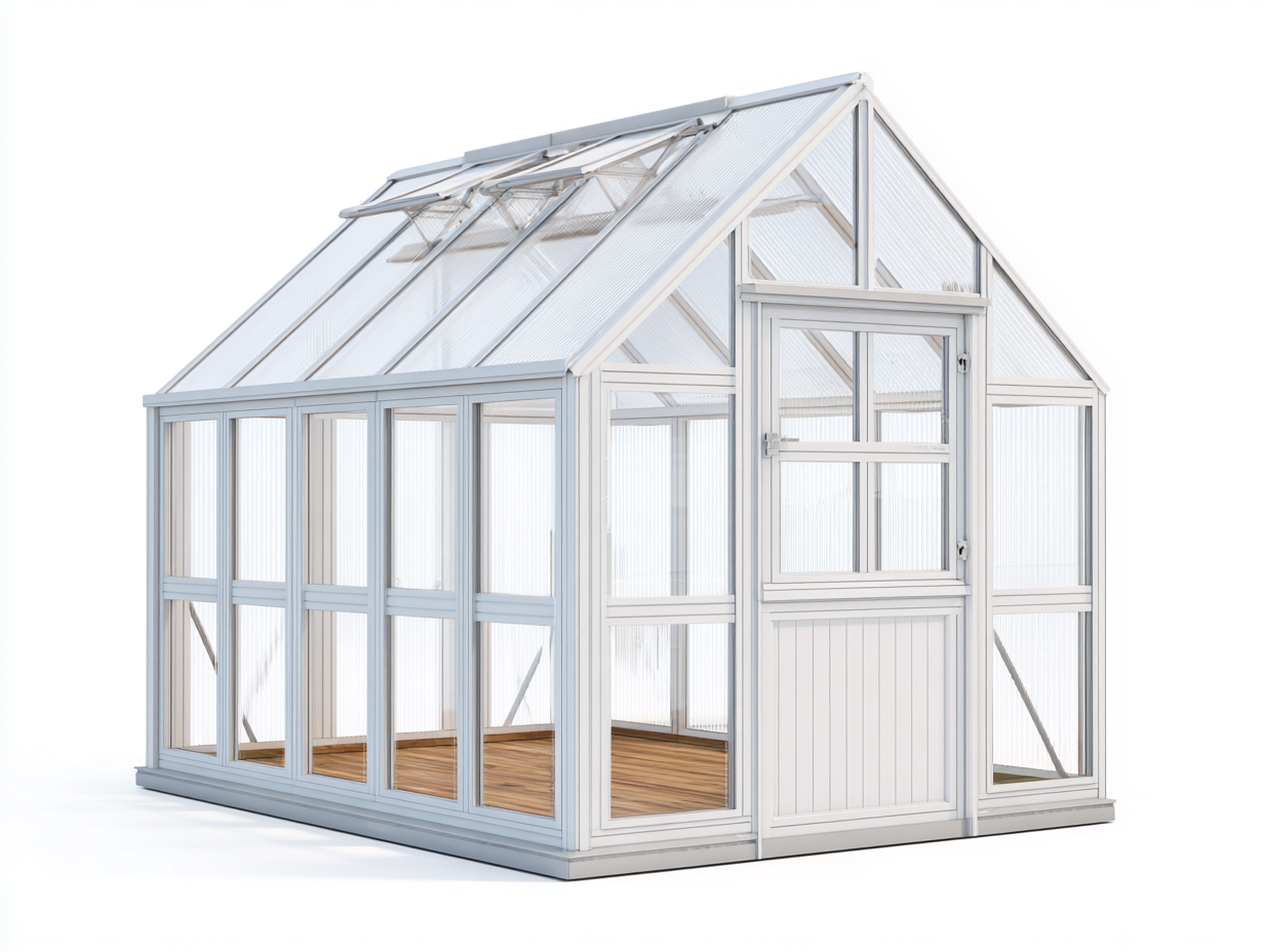 Invernaderos - aluminio-policarbonato - 305x220x260 cm - blanco - diseño luminoso-Denmybase