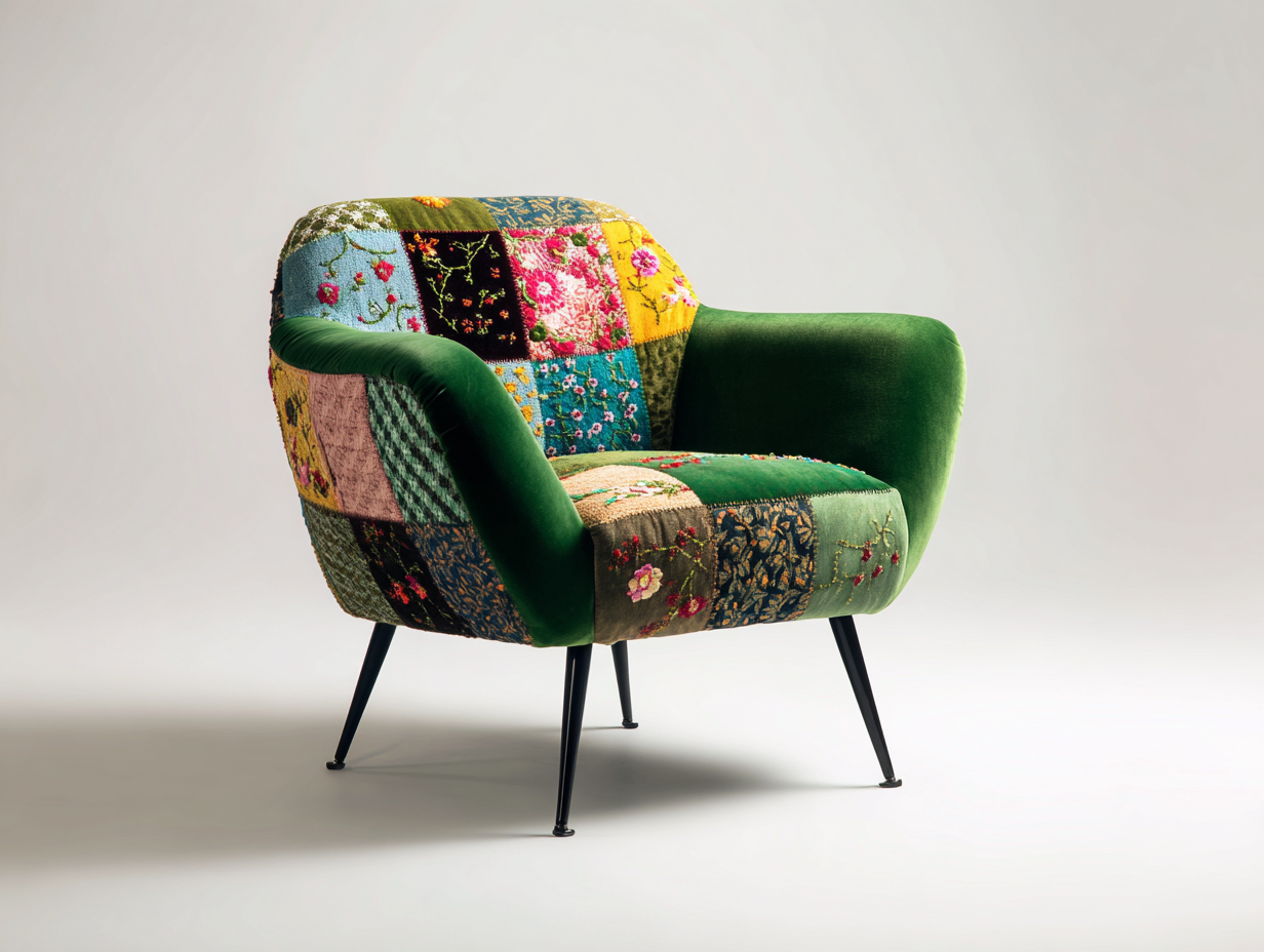 Sillones - terciopelo-tejido - 82x78x76 cm - verde/multicolor - diseño decorativo-Denmybase
