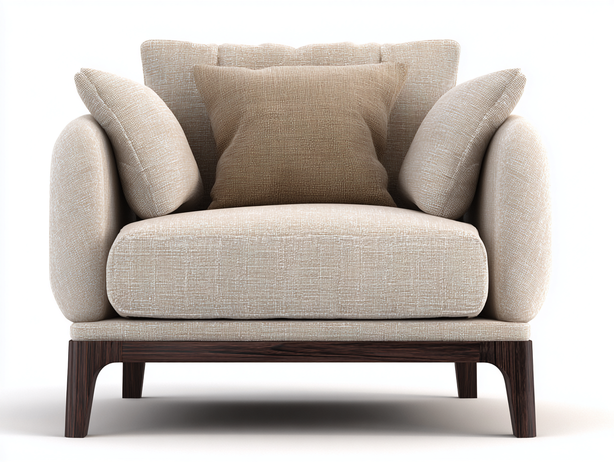 Sillones - tejido-madera - 92x88x84 cm - beige/madera oscura - diseño elegante-Denmybase