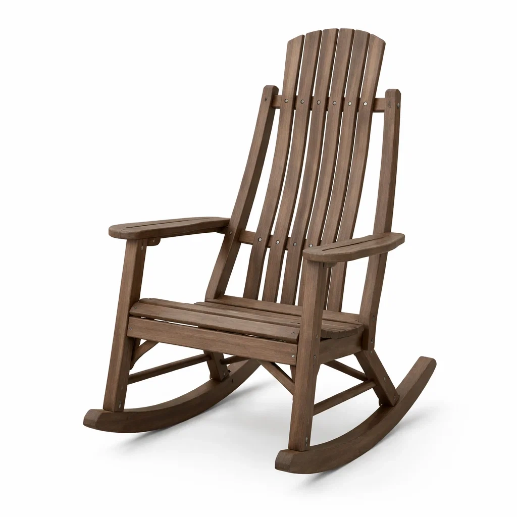 Chaise à bascule en bois d'acacia marron-COZYLEAFZ