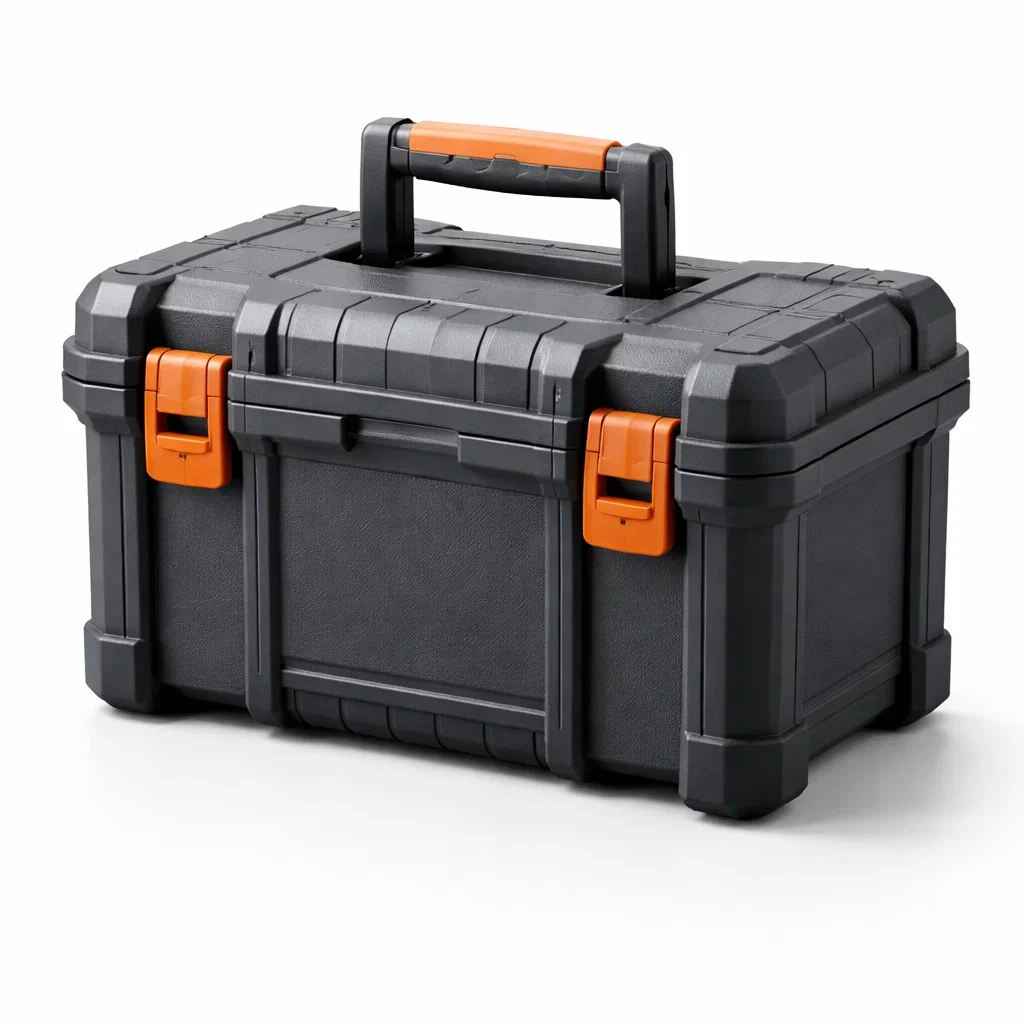 Boîte à outils en plastique noir et orange 40x25x25 cm avec poignées-COZYLEAFZ