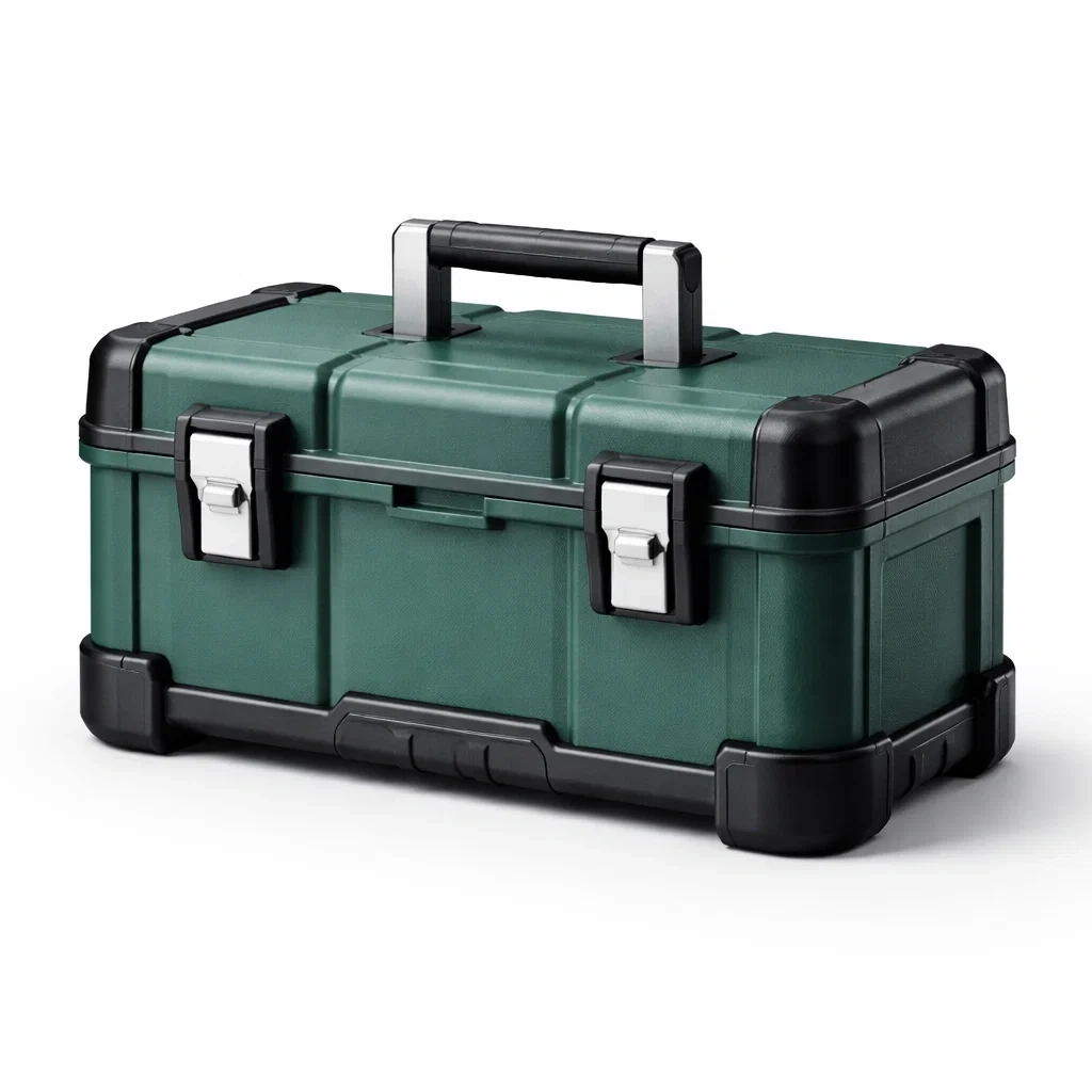 Boîte à outils en plastique avec coins renforcés Vert/Noir-COZYLEAFZ