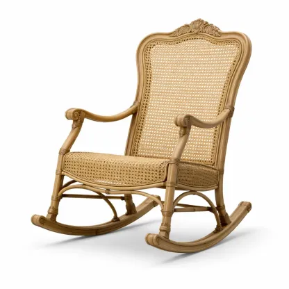 Chaise à bascule en rotin avec dossier et assise cannés-Zenpatchz