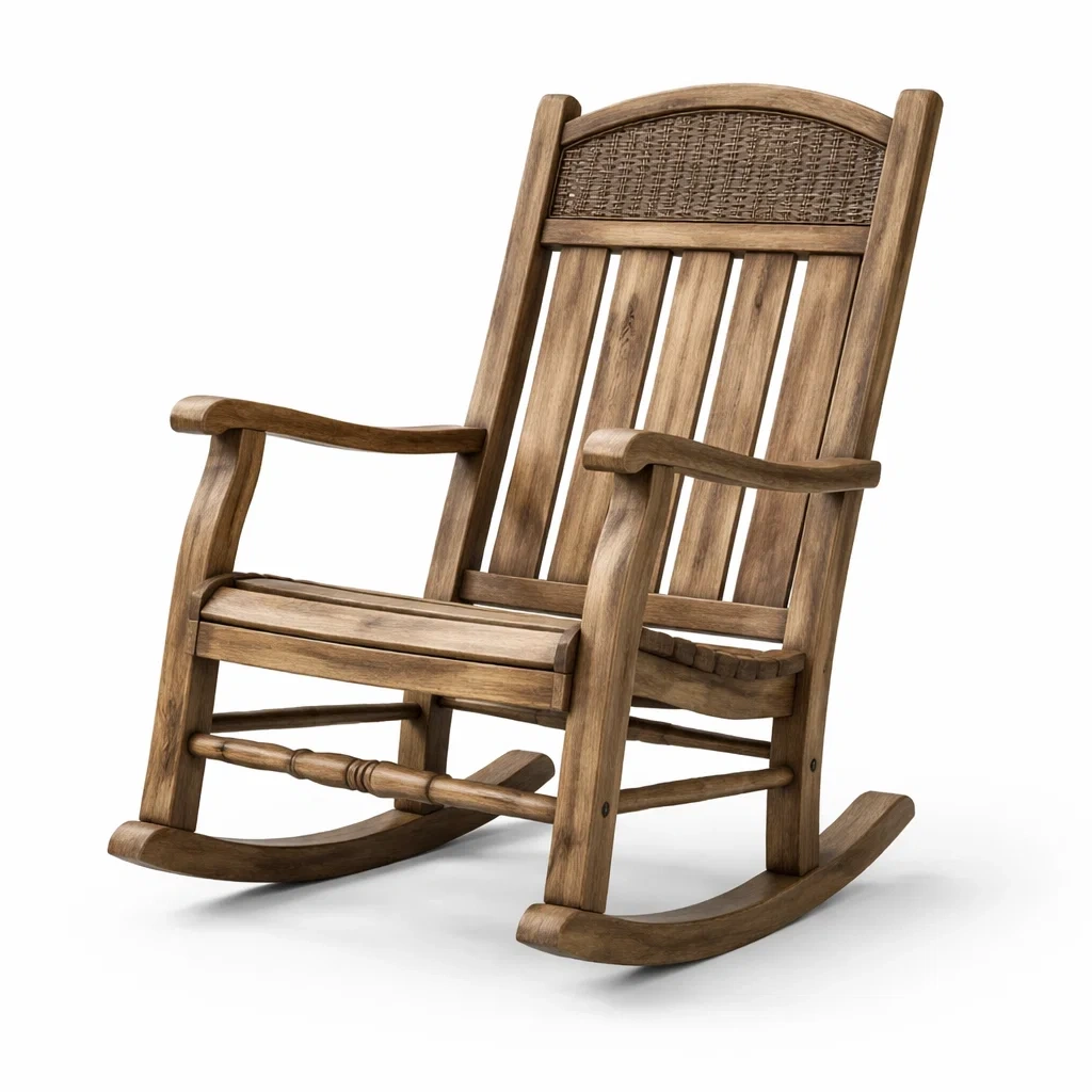 Chaise à bascule en bois de teck-Zenpatchz