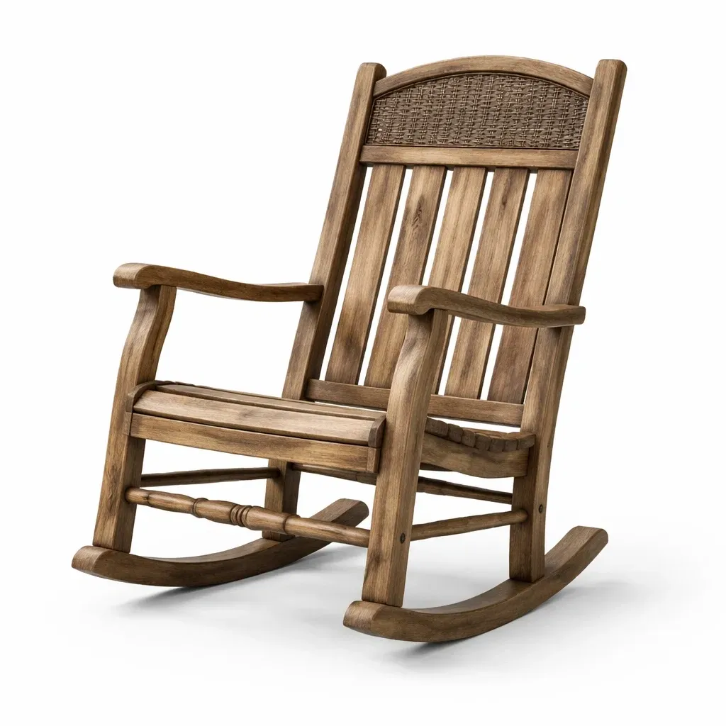 Chaise à bascule en bois de teck-Zenpatchz