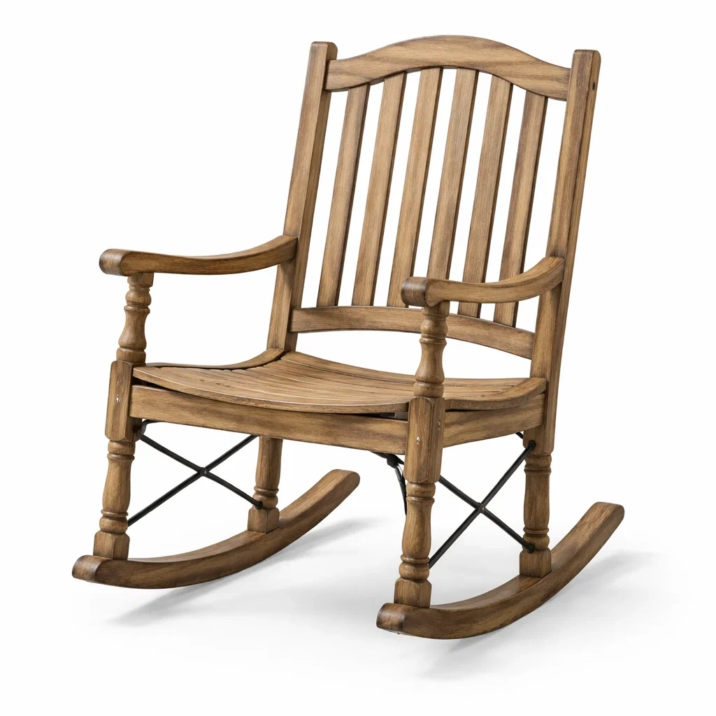 Chaise à bascule en bois brun clair-Zenpatchz