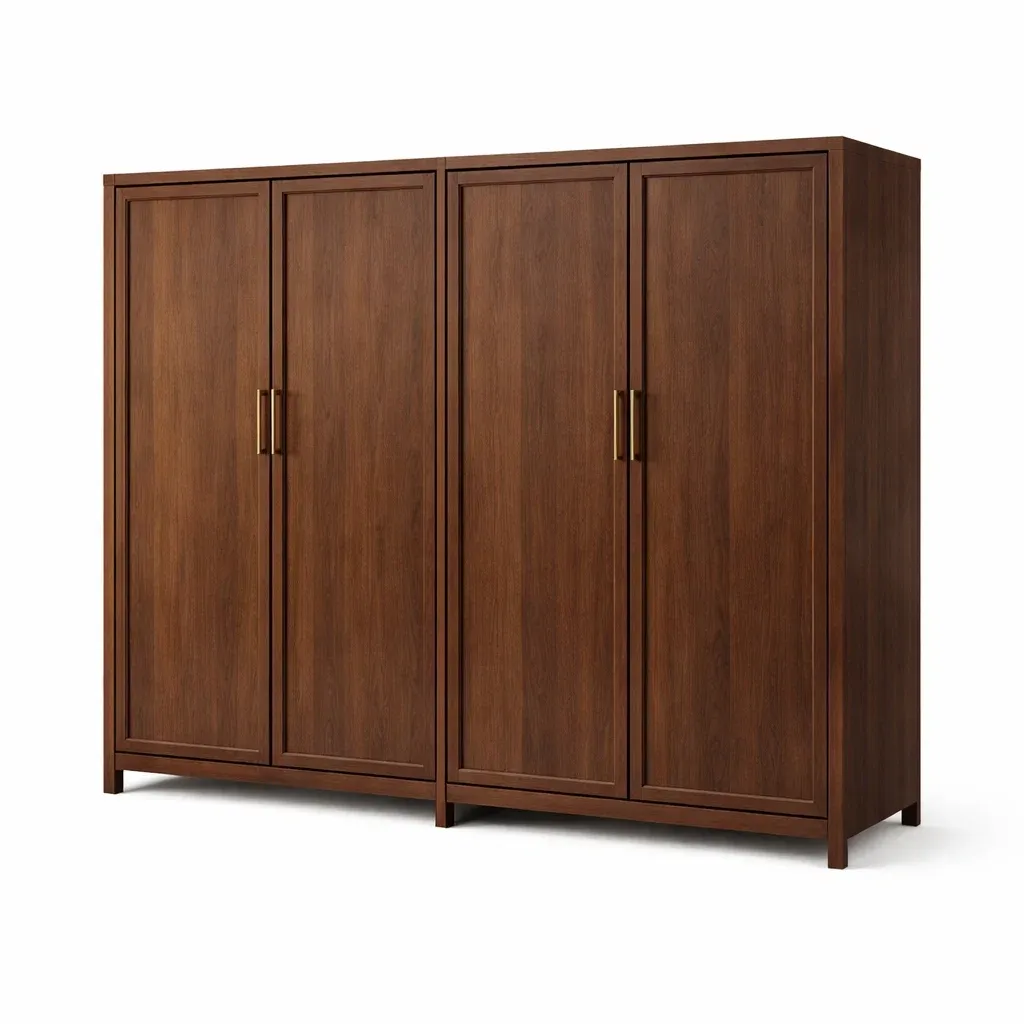 Armoire en bois d’acajou à 4 portes 240 x 60 x 200 cm-Zenpatchz