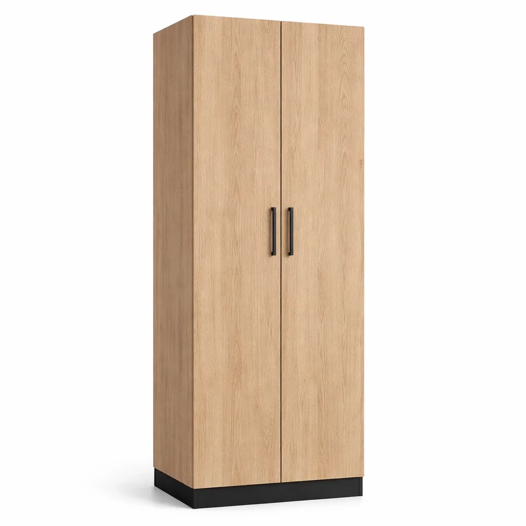 Armoire en bois avec portes chêne clair 192 x 60 x 37 cm-Zenpatchz