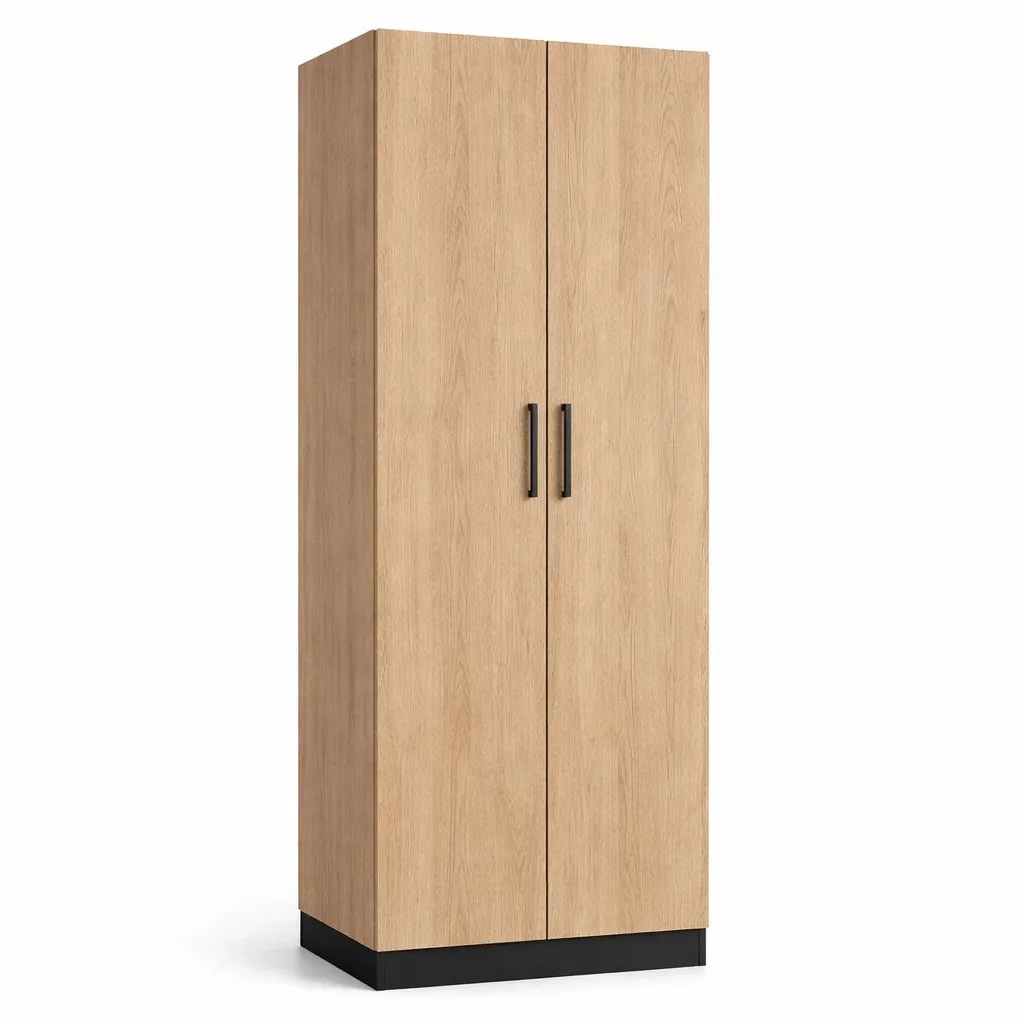Armoire en bois avec portes chêne clair 192 x 60 x 37 cm-Zenpatchz